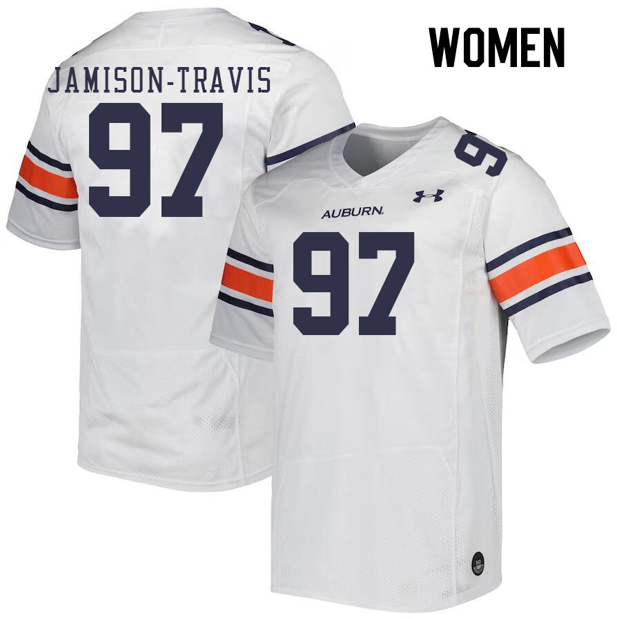 Women #97 Quientrail Jamison-Travis Auburn Tigers College Football Jerseys Stitched Sale-White